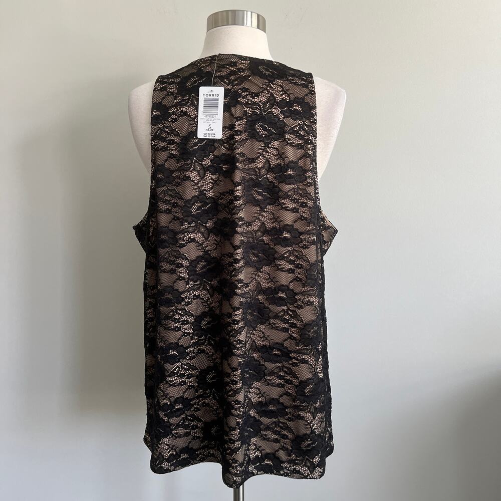 Torrid Lace Overlay Tank Black Nude Sleeveless Blouse Torrid 2 18/20 NWT - Picture 5 of 9